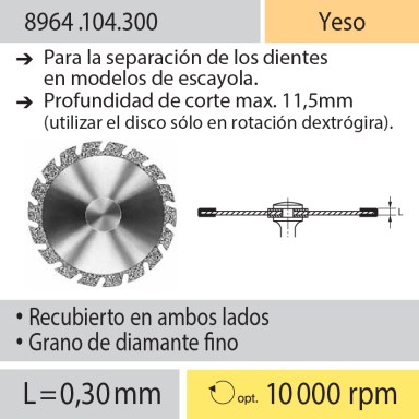 Discos: 8964.104.300 Yeso, Separación de dientes en modelos de yeso