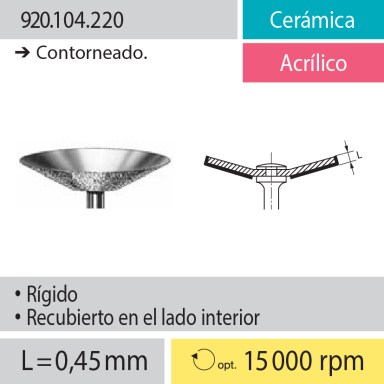 Discos: 920.104.220 Cerámica y Acrílico, Contorneado