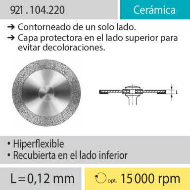 Discos: 921.104.220 Cerámica, Contorneado de un solo lado; Capa protectora en lado superior para evitar decoloraciones