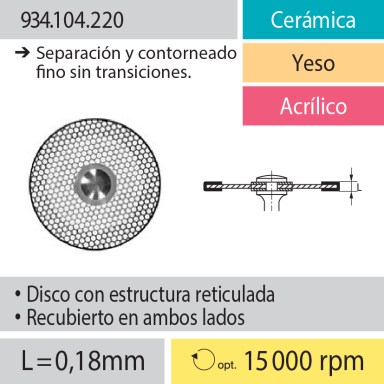 Discos: 934.104.220 Cerámica, Yeso y Acrílico, Separación y contorneado fino sin transiciones